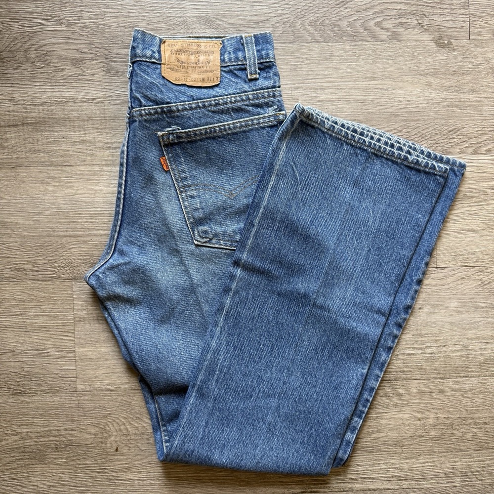 Vintage Levi's 517-0217 Orange Tab Bootcut Dark Wash Denim Jeans 31x32 80s USA
